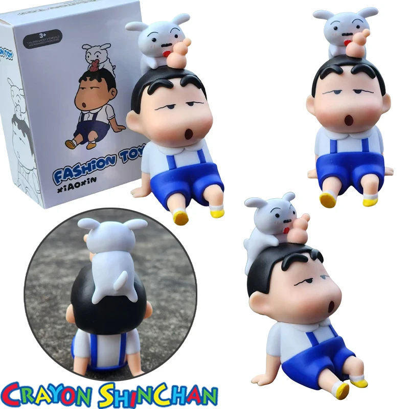 

Crayon Shin-chan with Nohara Shiro Cartoon Action Figure Anime Car Ornaments Desktop Decoration Kids Model Toys Birthday Gifts