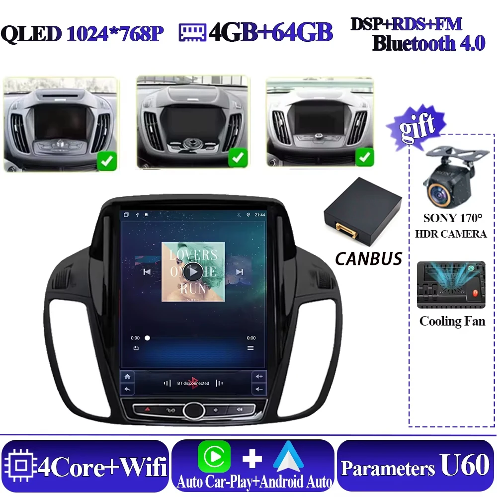 Android 16 autoradio voor Ford Kuga 2 Escape 3 2012-2019 Android 13 autoradio draadloze CarPlay 2 Din GPS navigatie Bluetooth