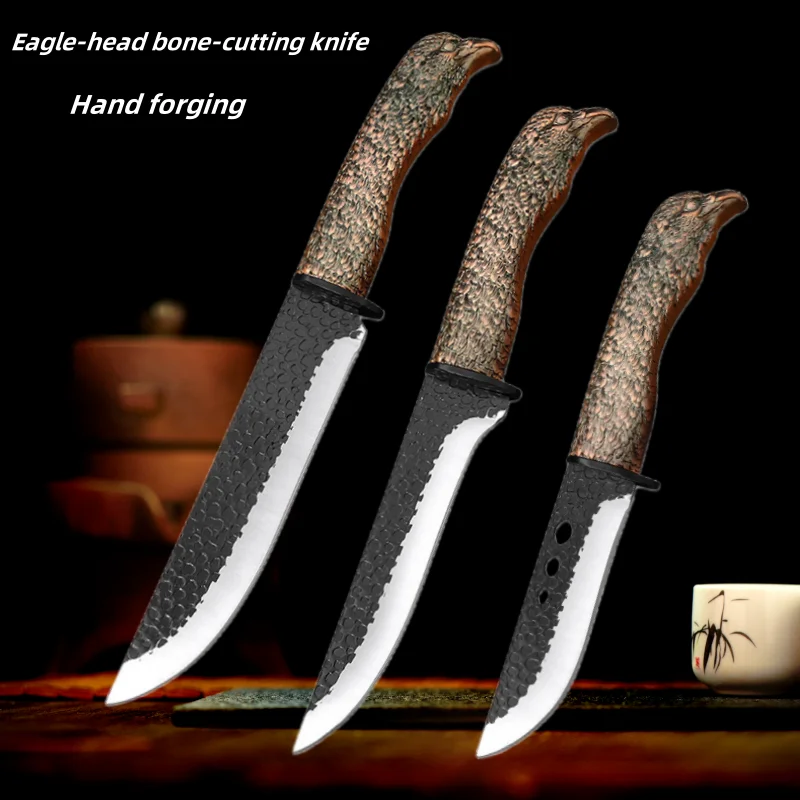 

Forged Hand-hammered Pattern Eagle-head Bone-cutting Knife With Sharp Cleaver Slicing Utility Knife Cooking Tools Para Carnes