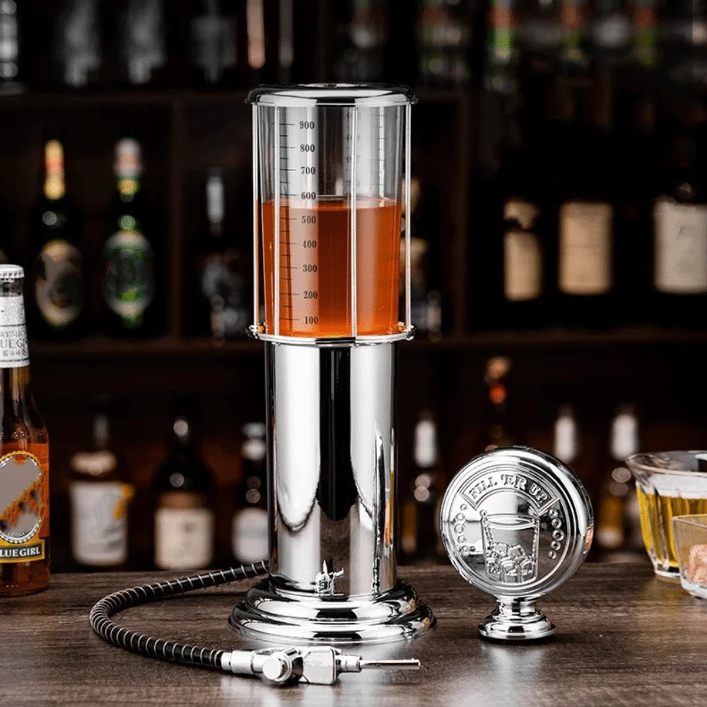 

Decanter Tower Single Pump Wine Dispenser 900ML Retro Style Beer Tower Plastic Drop Resistant Beverage Container Home Bar