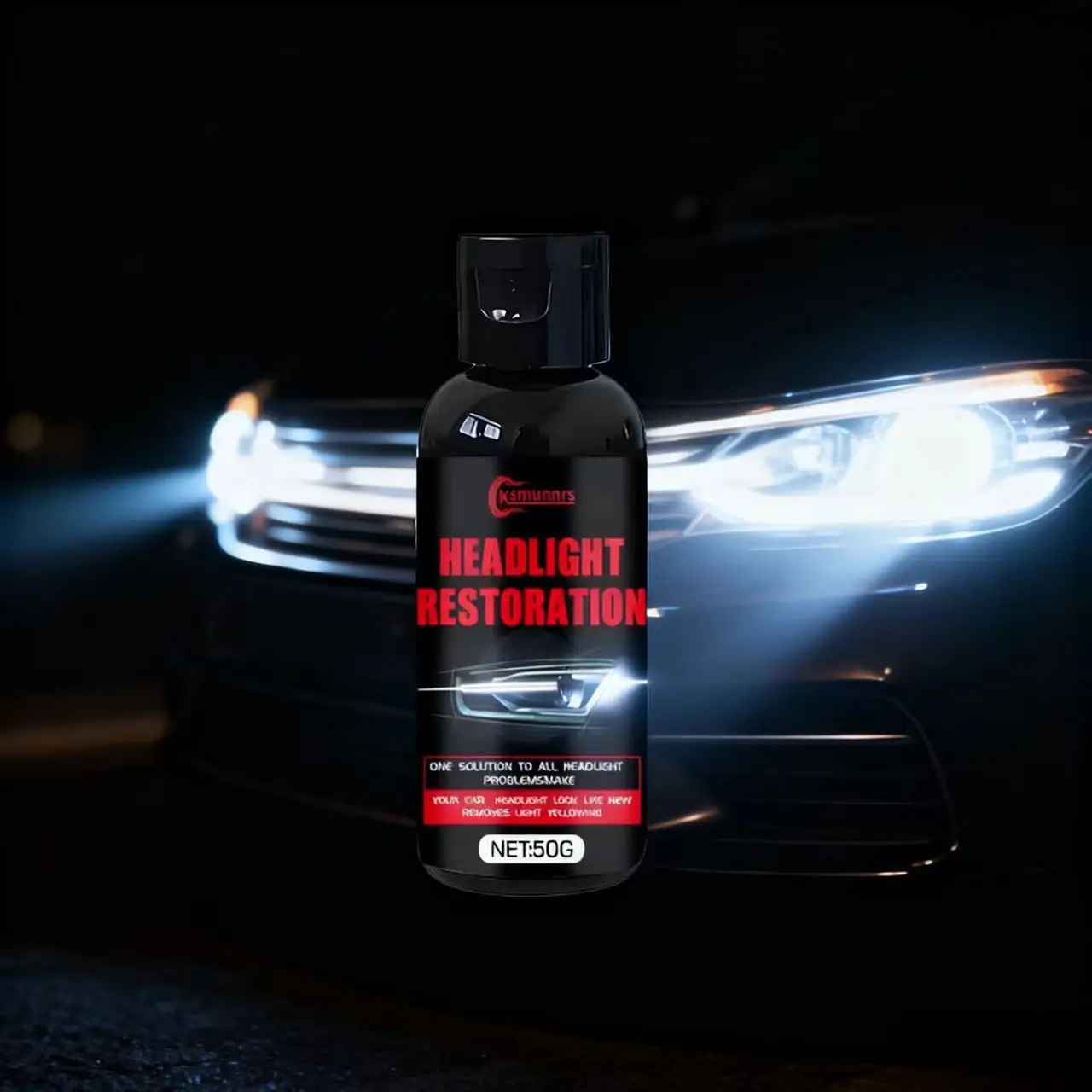 Ksmumnrs Headlight Restoration 50G - حل إصلاح المصابيح الأمامية للسيارة الكل في واحد، استعادة المصابيح الأمامية الصفراء/البهتان إلى Like-New Shi #3