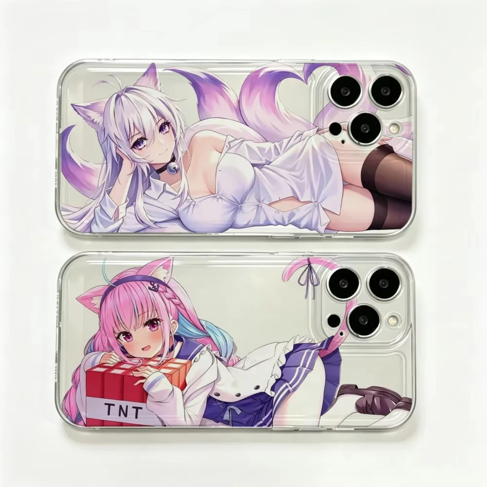 Funda Protectora Transparente Delgada y Resistente a Impactos con Diseño de Gato Demonio Zorro Anime para iPhone 11 12 13 14 15 16 17 Pro Max Plus, Carcasa de TPU con Dibujos Animados ﻿ ﻿