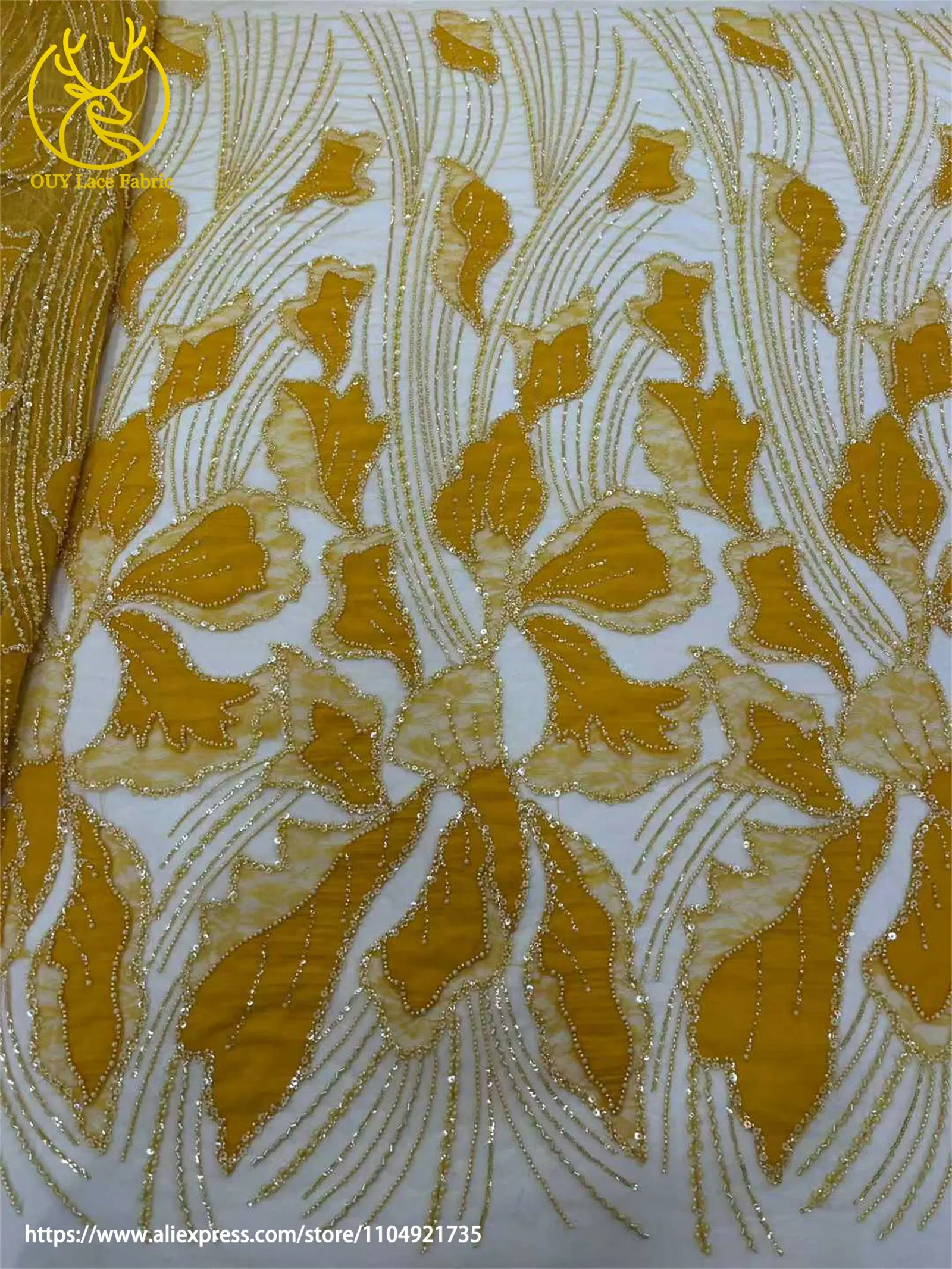 Tiefvioletter afrikanischer Pailletten-Perlen-Spitzenstoff 2025, eleganter französischer nigerianischer bestickter Spitzenstoff für Hochzeits-Nähmaterialien – Detail 6