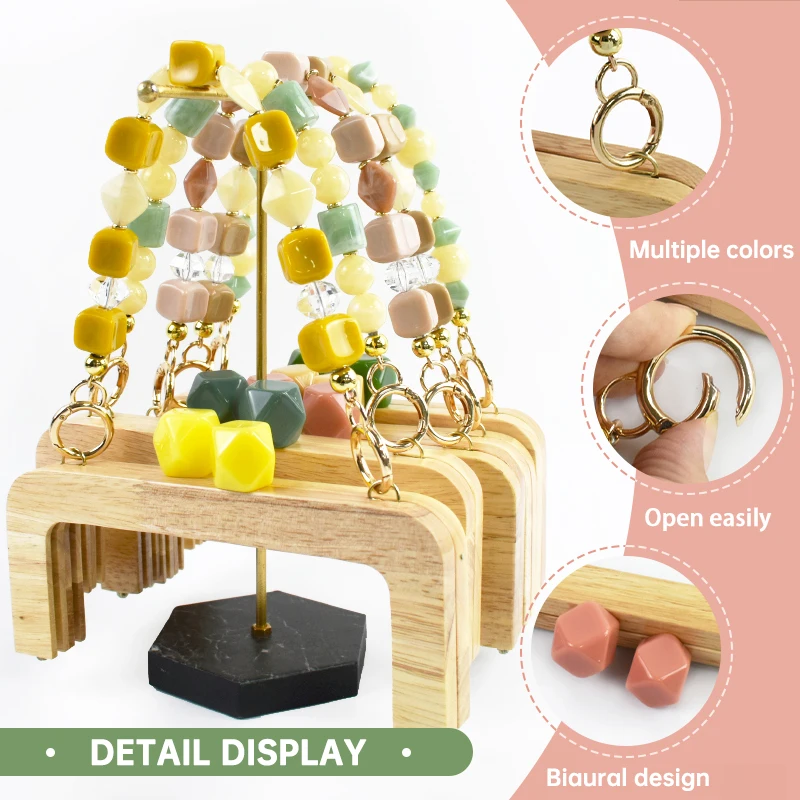 20cm Wooden Bag Handle Resin Bags Strap Chain Purse Frame Kiss Clasp Handbag Wallet Clutch DIY Handmade Woven-Bag Accessories