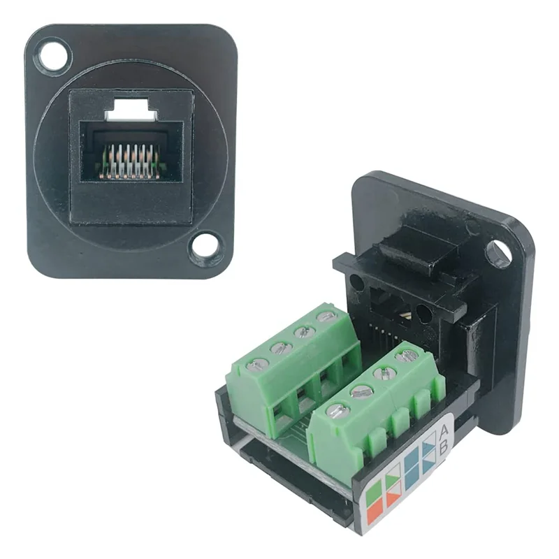 5 STKS RJ45 Vrouwelijke Panel Mount Schroefterminal Adapter, D-Type RJ45 8P8C Vrouwelijke Naar 8Pin Terminal Duurzaam