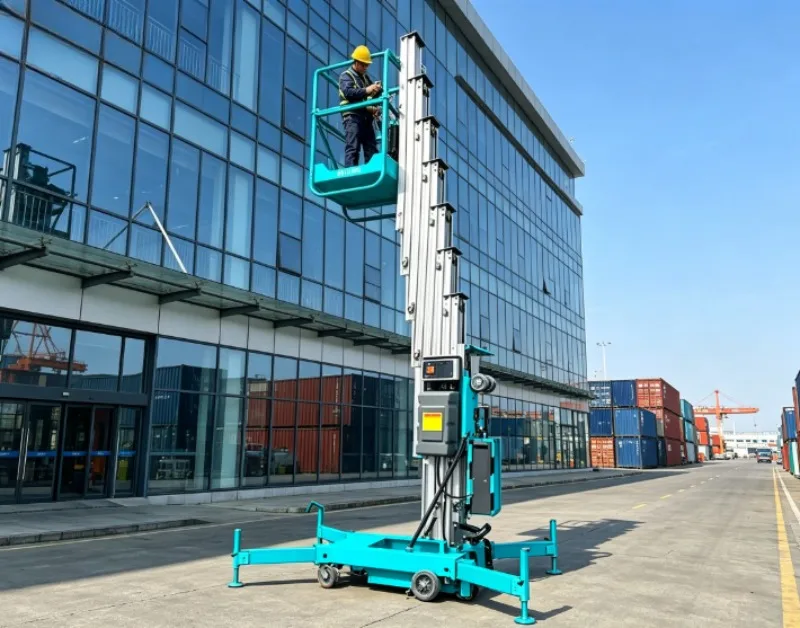 Single Mast Aluminum Alloy Vertical Lift, Mobile Vertical Mast Man Lift 250kg Portable Aluminum Mast Lifting Platform