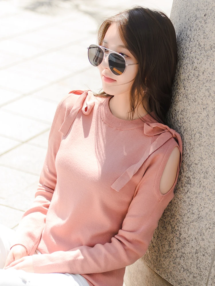 

Летние женские трикотажные плечи с колючками, модный узел, большие размеры, облегающие круглые, Ne Exposure Fraant oulde...