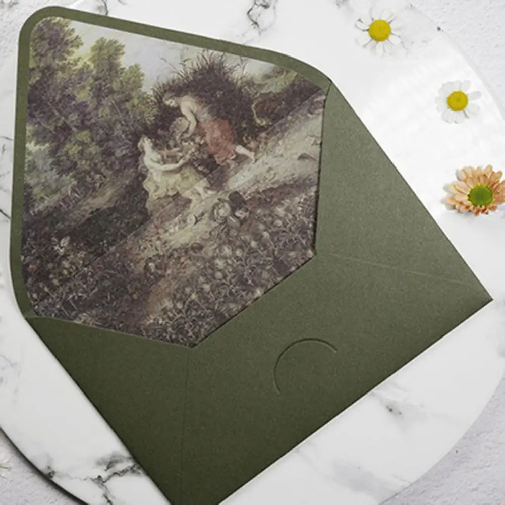 Amplop berpola unik amplop bisnis alpukat hijau pinggiran emas elegan untuk kantor surat pemeriksaan faktur segel sendiri