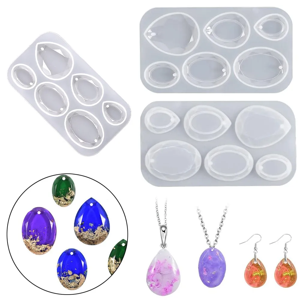 

Gem Jewelry Silicone Casting Mold Oval Teardrop With Hole Mold DIY Pendant Earrings Keychain Jewelry Making Casting Tool