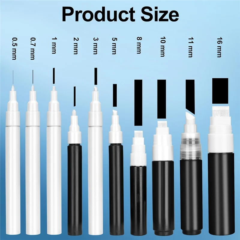 GO-10 Pack Multi-Size Empty Refillable Glue Markers For Paint Drawing, 0.5Mm-15Mm Paint Pen