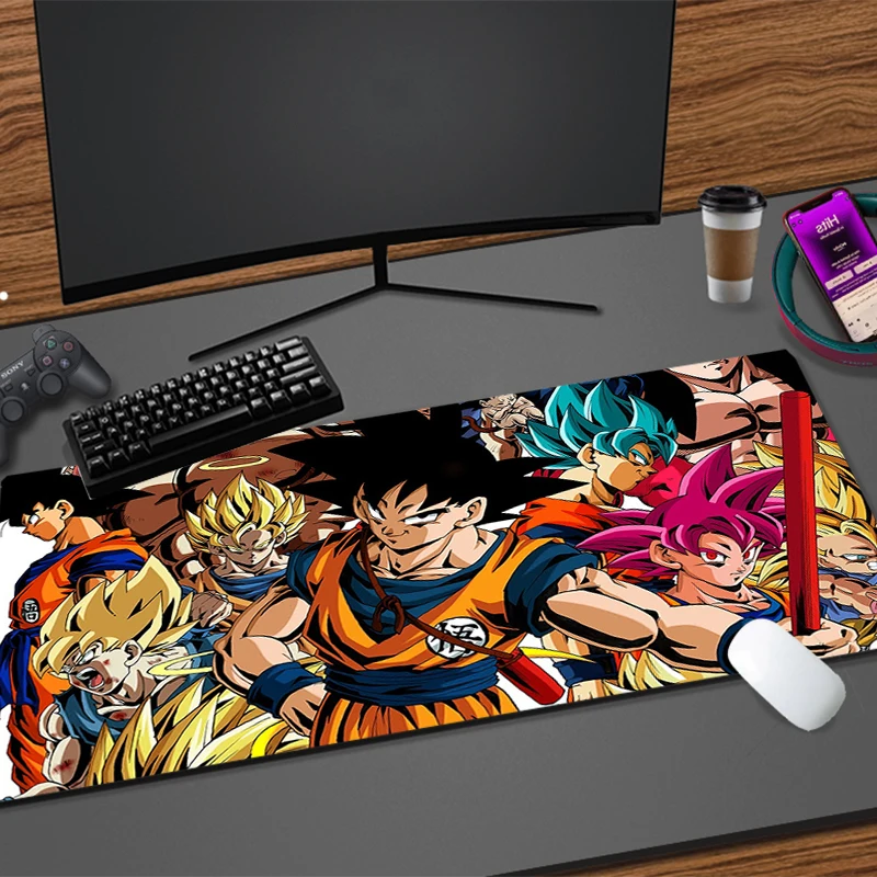 Gaming mousepad grande tapete de computador gamer dbz mouse pad dragon ball borracha natural com borda de bloqueio tapete de mouse para jogos novo