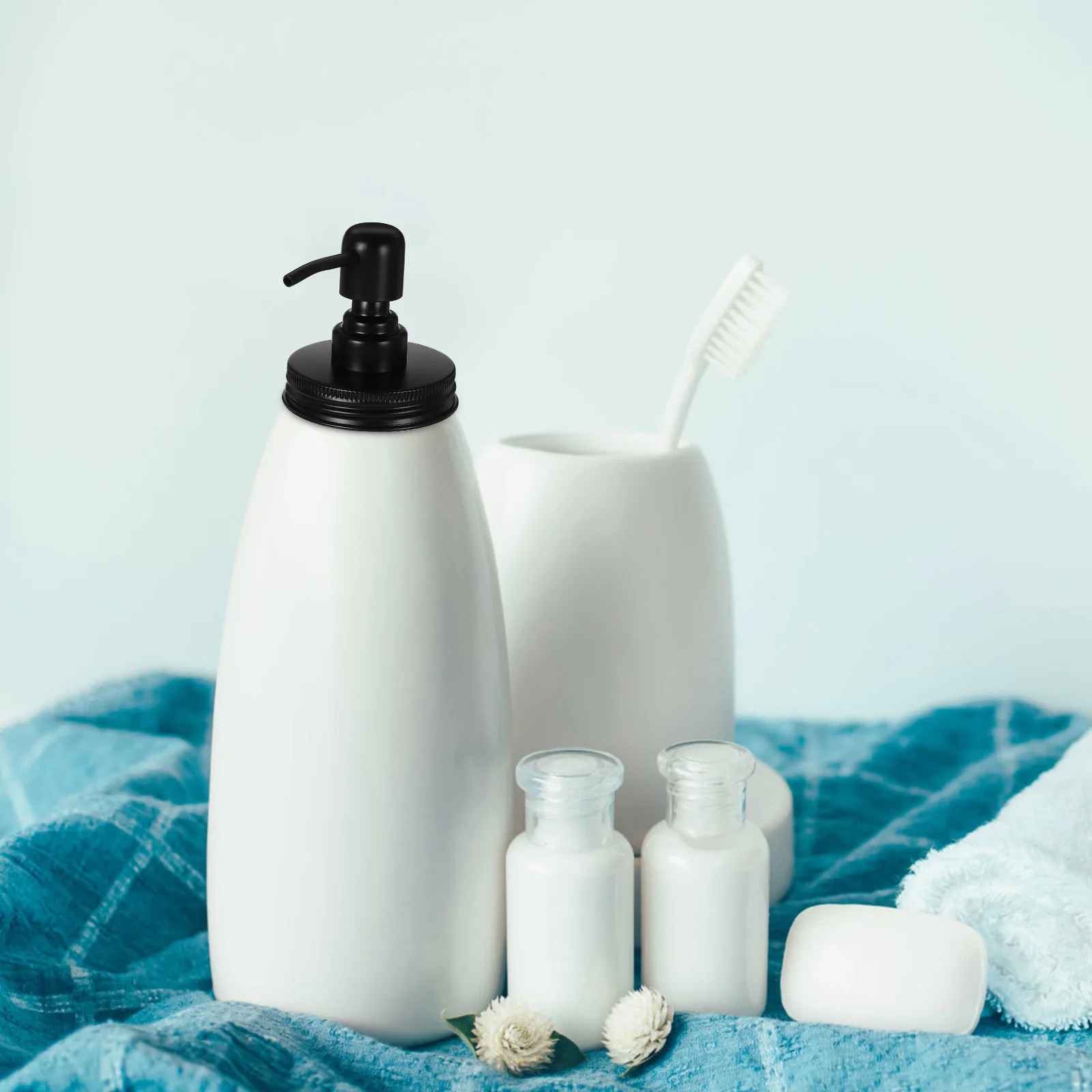 

2Pcs Glass Jar Pump Lid Stainless Steel Dispenser Pump Cap Mason Jar Lid Lotion Shampoo Soap Canning Lids