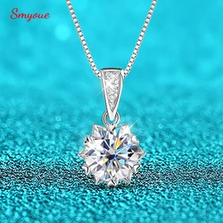 Smyoue 1/2CT D VVS Moissanite Necklace for Women Brilliant Cut Wedding Lab Diamond Pendant Sterling Silver 925 Jewelry Box Chain