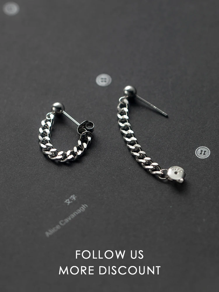 MODIAN 100% 925 Sterling Silver Thick Link Lock Chain Kolczyki sztyfty dla kobiet Mężczyźni Punk Hip Pop Unisex Biżuteria modowa — zdjęcie 2
