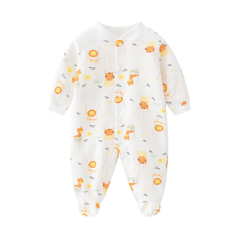 

Baby Long-Sleeved Pure Cotton Thin Harem Crawling Suit, Newborn Foot-covering Pants, 0 to 1 Year Old Toddler, Spring Fall