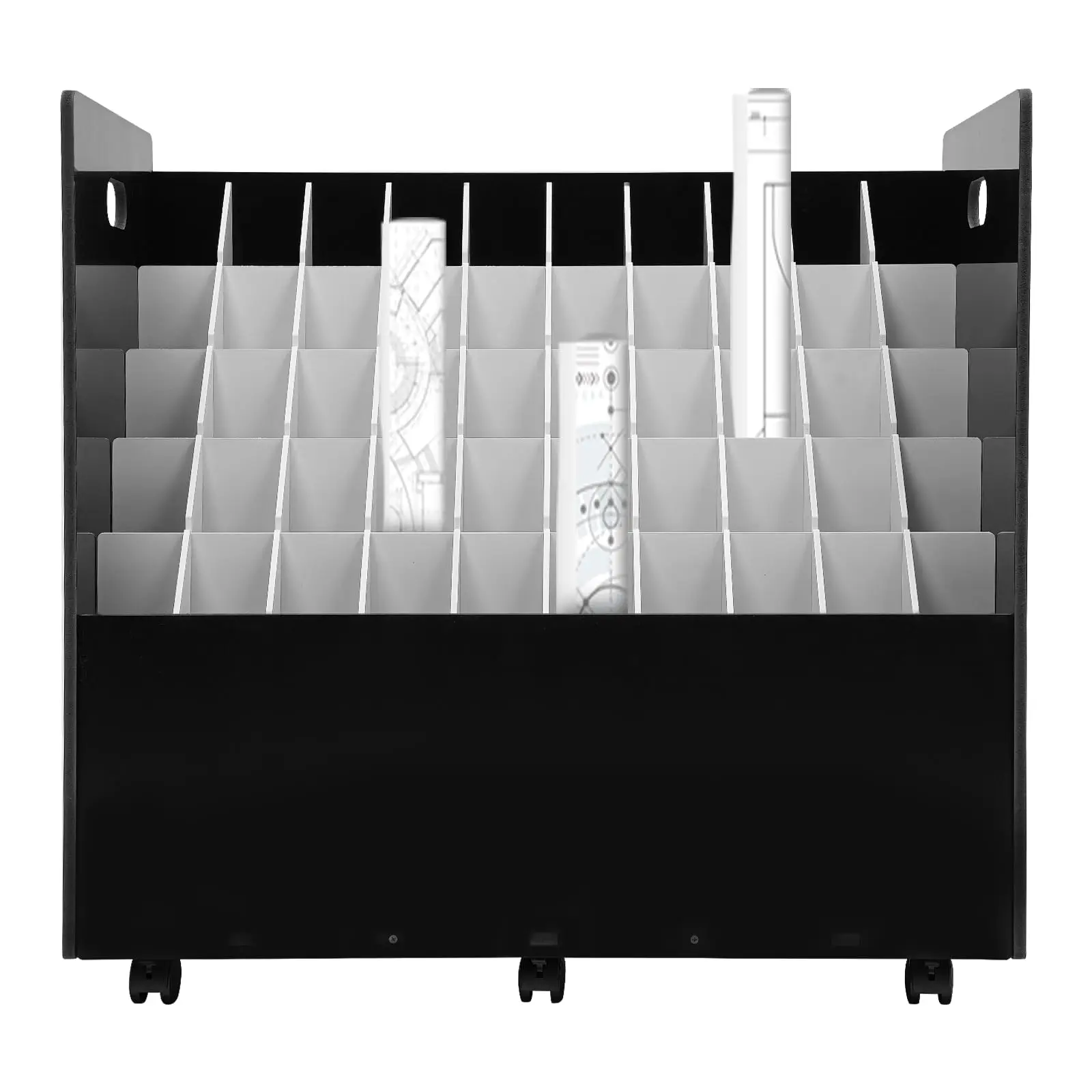 

Blue Print Storage Organizer, 50Slot Roll File Organizer, Movable File Storage Cart, Roll Document Holder for Office and Home,