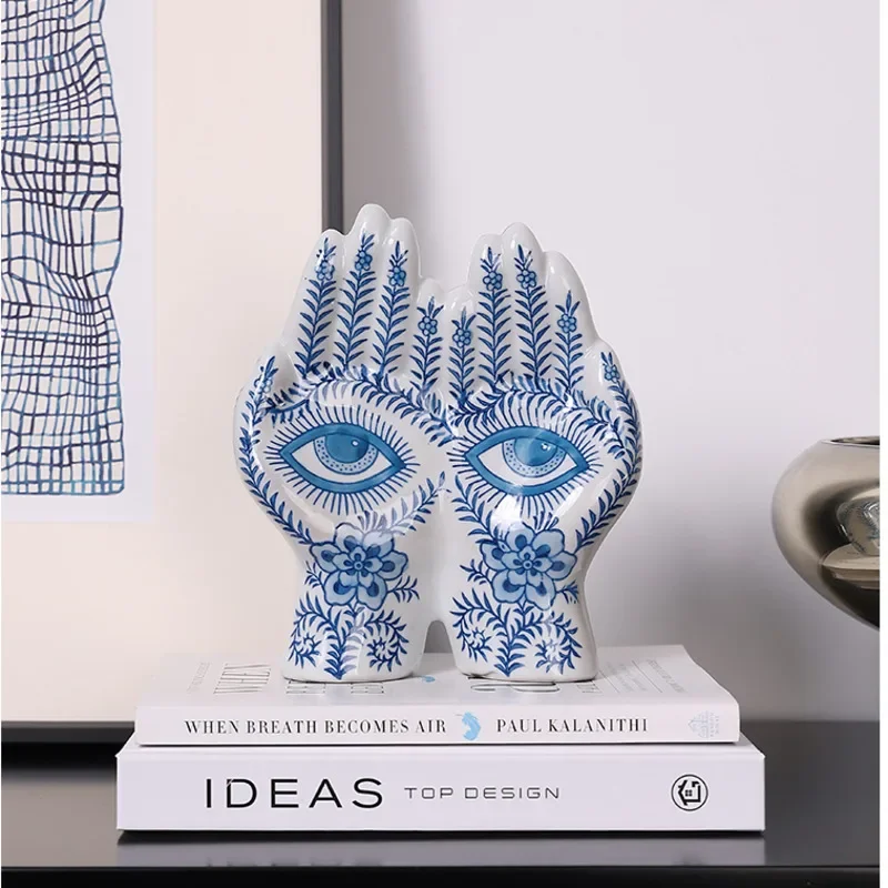 Rare Eyes Soap Dish for Home Decor Living Room Sculpture Jewelry Tray Bedroom Miniature Items Versatile Practical Blue and White