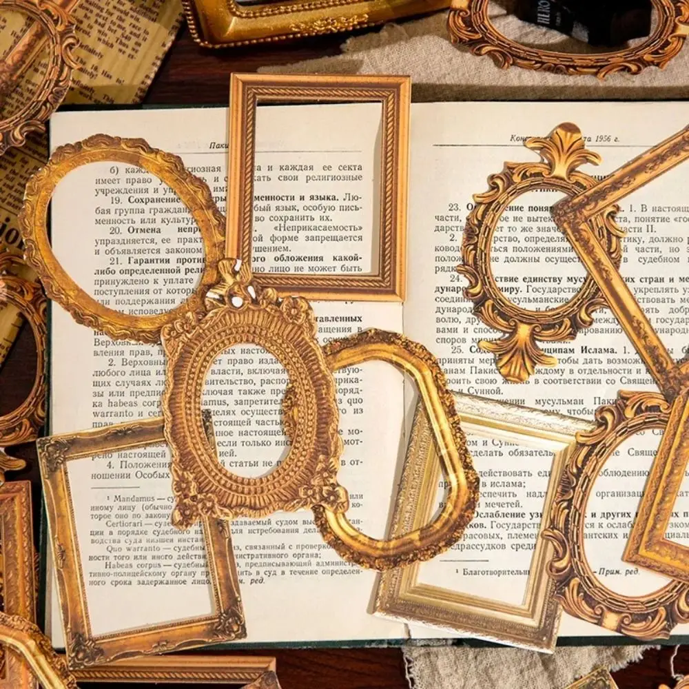 Flower Decorative Cards Retro Geometric Cutout Frame Decor Picture Frame Stickers Handcrafts DIY Tools DIY Photo Book