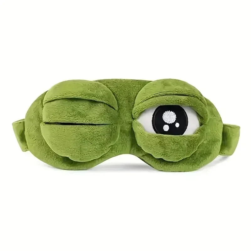 Masque de sommeil 3D Sad Frog pour hommes et femmes, bandeau pour les yeux portable, couverture naturelle pour le sommeil, patch pour les yeux d'ombre, bandeau pour les yeux de voyage doux