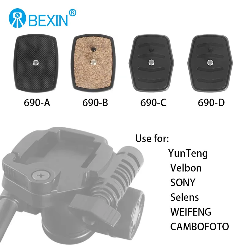 BEXIN Seria 690 Statyw do aparatu Płyta szybkiego uwalniania Plastikowa płyta adaptera Akcesoria do głowicy statywu Yunteng 690 668 580