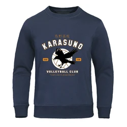 Haikyuu Karasuno Volleyball Club Sweatshirt Men'S Simple Crewneck Hooded Street Oversize Hoodies Hipster Autumn Fleece Top