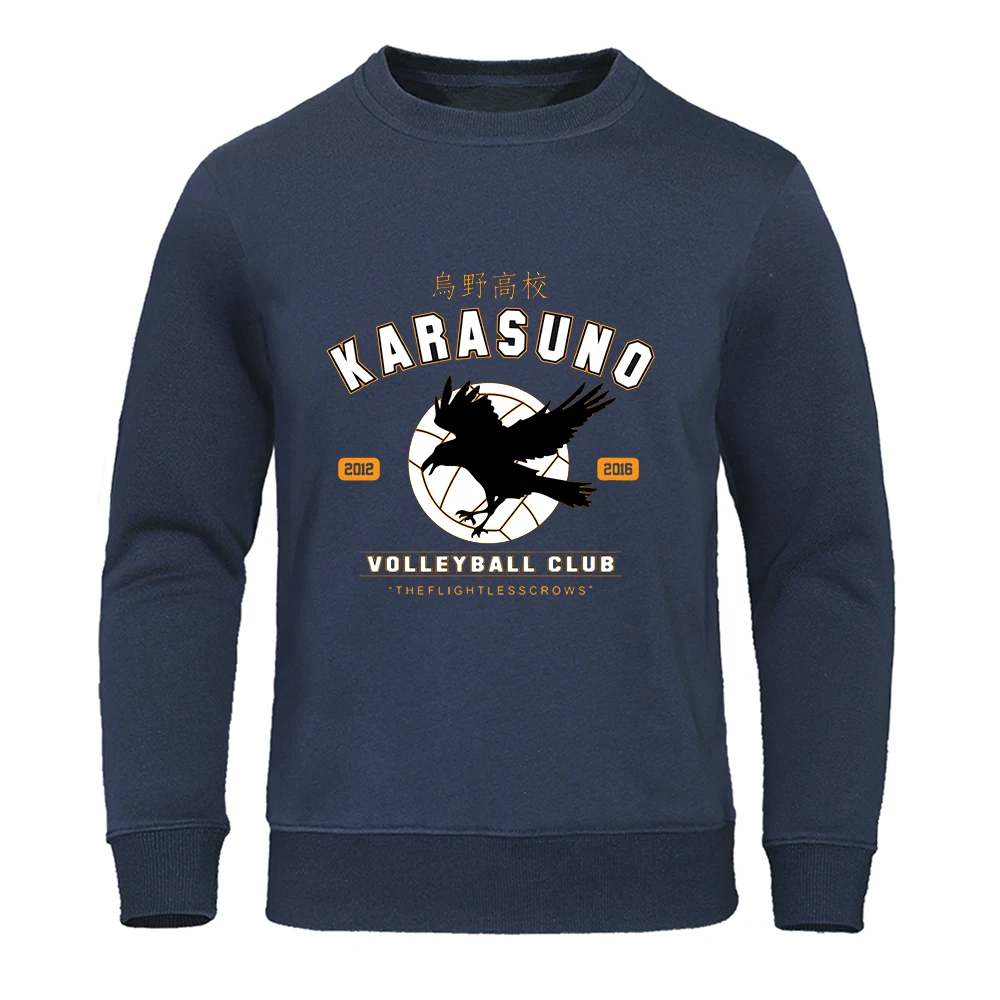 Haikyuu Karasuno Volleyball Club Sweatshirt Men'S Simple Crewneck Hooded Street Oversize Hoodies Hipster Autumn Fleece Top