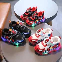 Disney Spiderman scarpe Casual per bambini LED per il tempo libero neonate scarpe per ragazzi scarpe da ginnastica per bambini illuminate a Led Tennis infantile