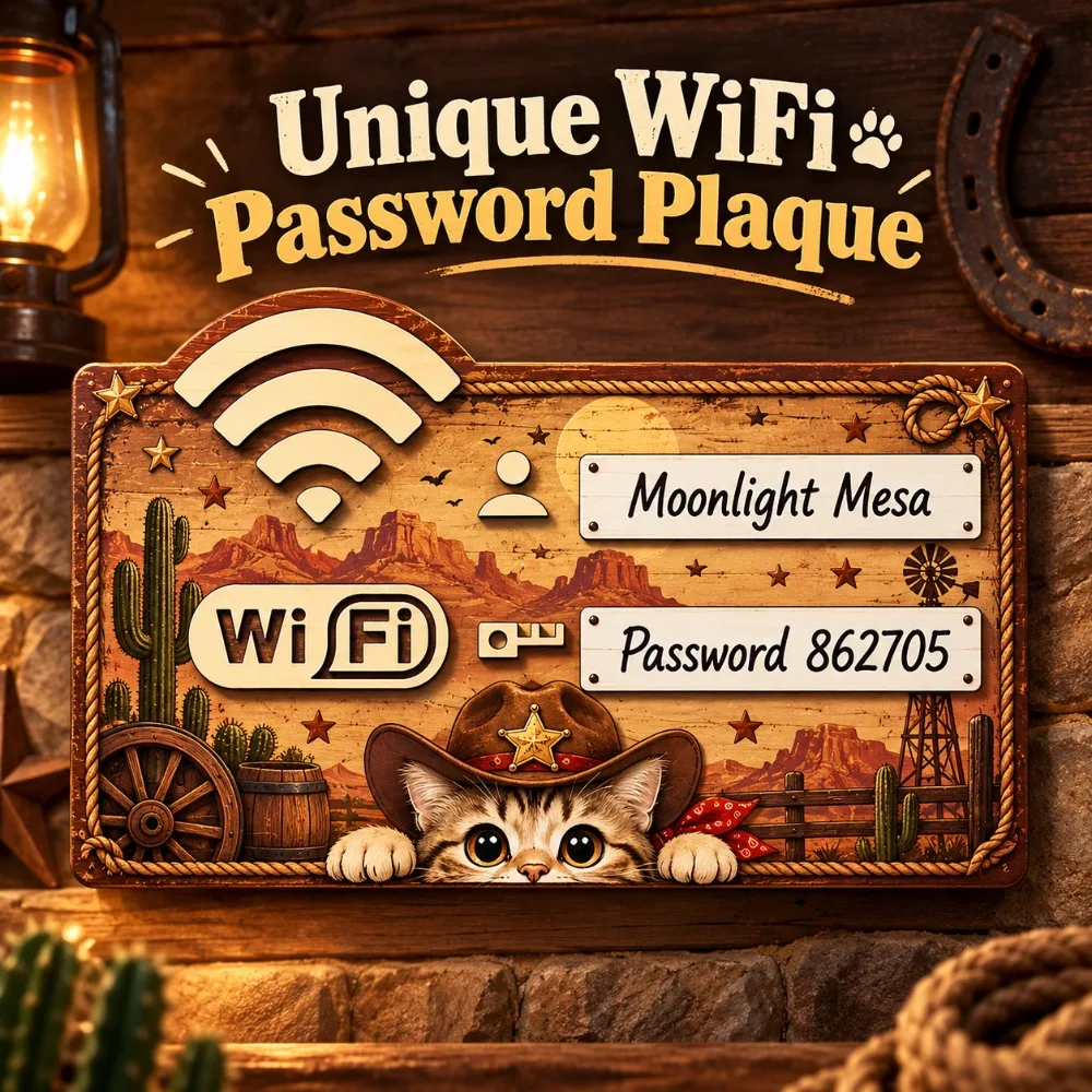 Vintage Wooden WiFi Password Sign 1PC Wall Hanging Wireless Network Plaque for Home Guest Room Cafe Office and Entryway