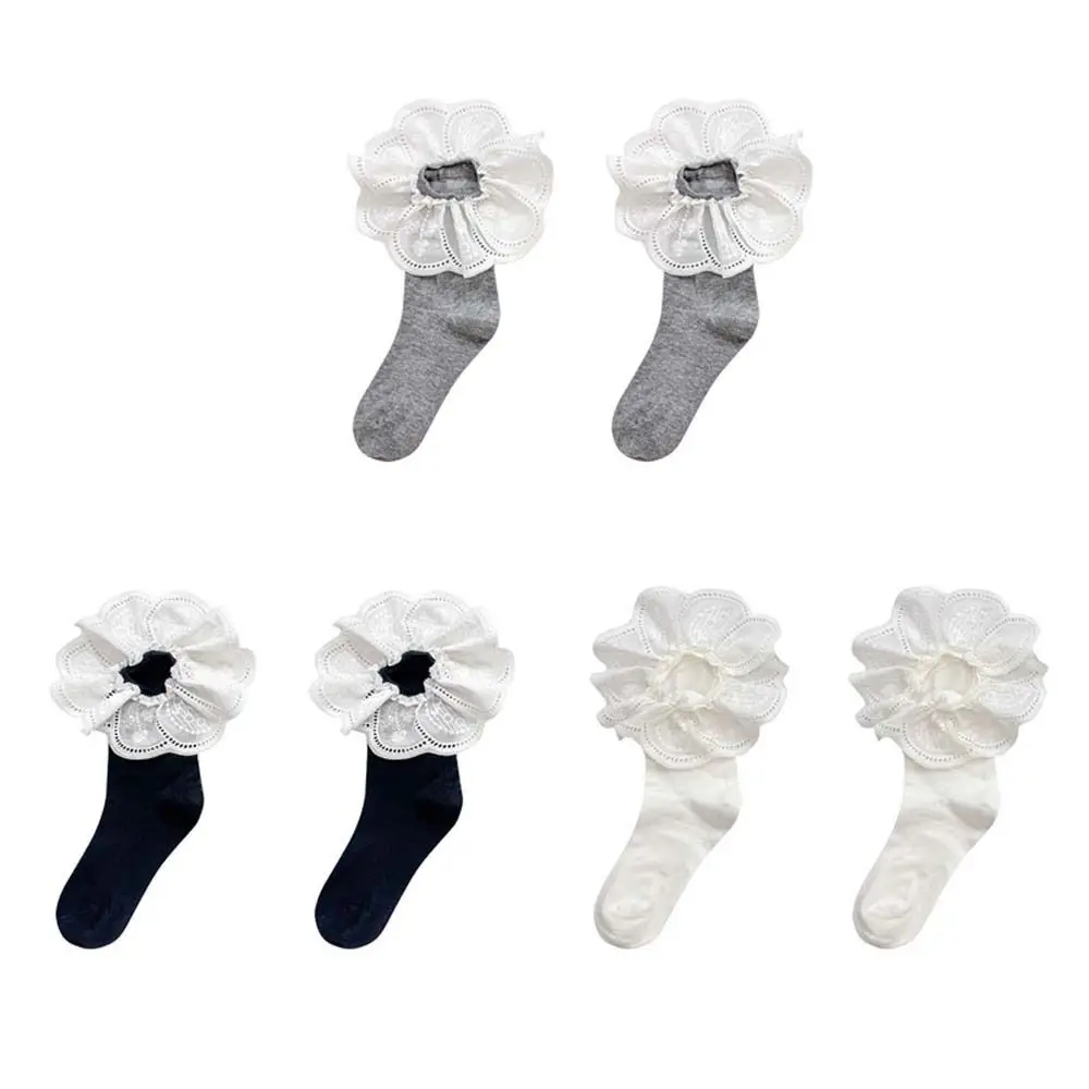 

Elastic Ballet Style Ruffle Socks Mid Tube White Embroidered Women Hosiery Cotton Lotus Leaf Shape Short Sock Running