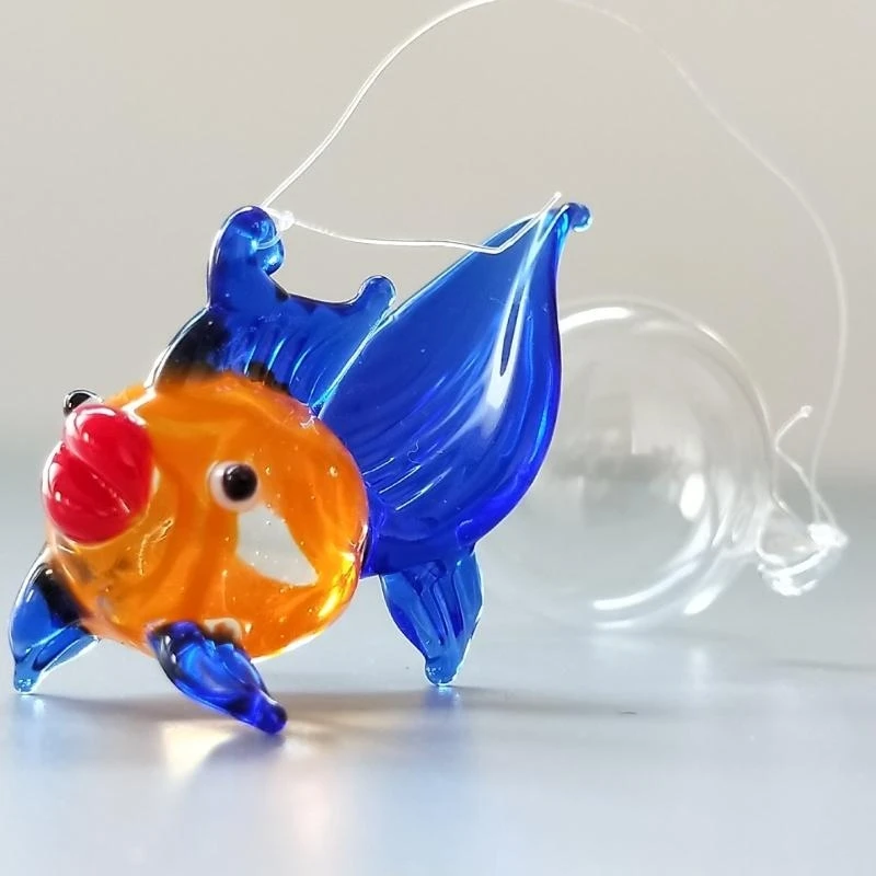 Assorted Glass Fish Bubble Hanging Charm,Aquarium Float Decors Home Accent
