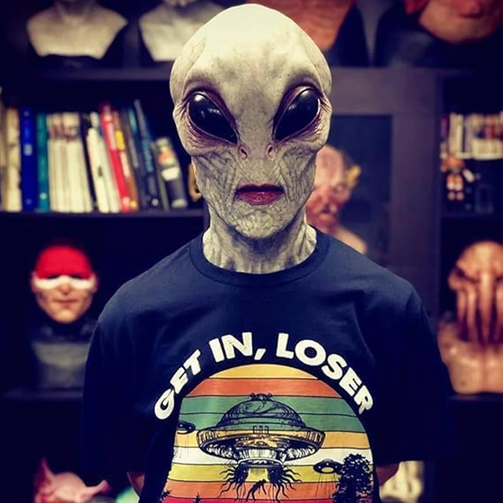 Alien Masks For Adults Look Alien Chic At Halloween Bash Halloween Simulation Latex Mask Mardi Gras pinkeye
