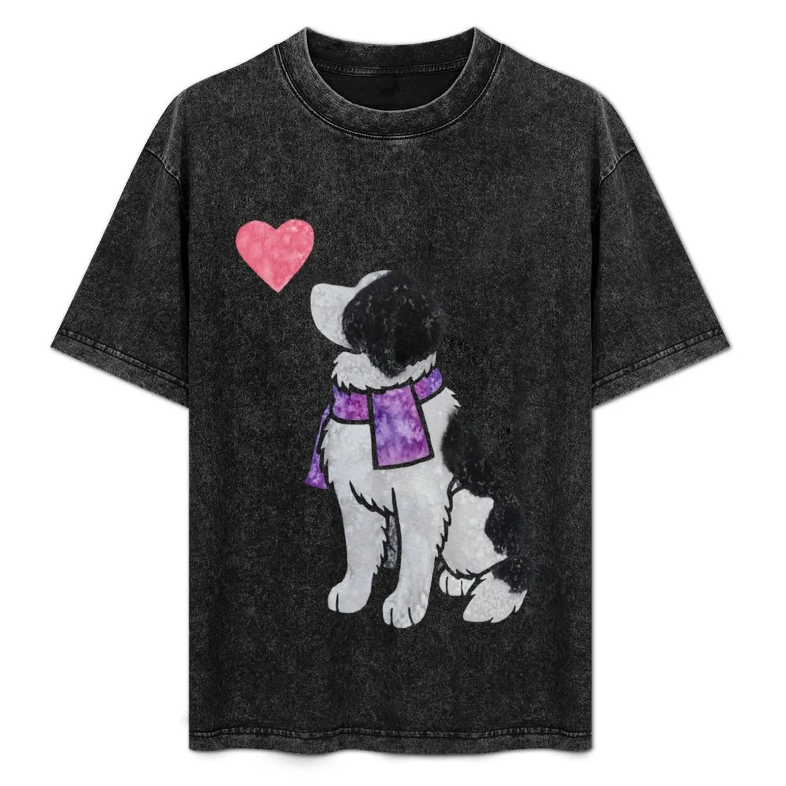 Watercolour Landseer (Newfoundland) dog T-Shirt graphic t shirts sublime animal prinfor boys T-shirt men