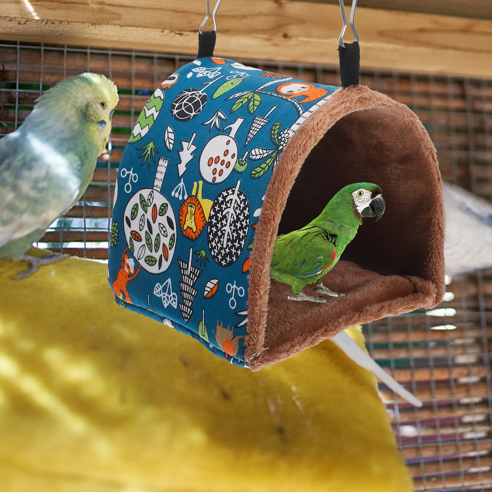 

Winter Bird Hammock Comfortable Bed for Cage Hanging Black Inside Soft Warm Nest Parakeet Cockatiel Parrot Play Rest Hide Bird