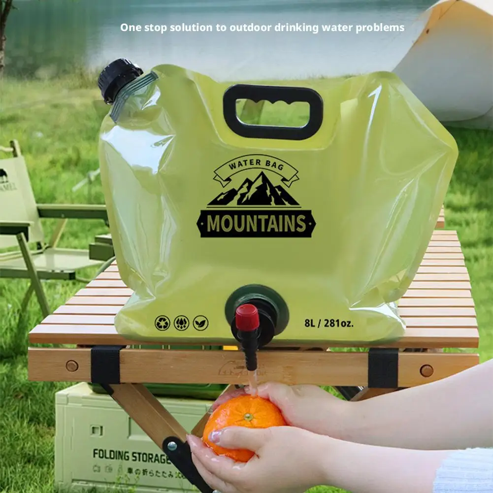 Outdoor Folding Water Bag With Faucet 8L Portable Outdoor Travel Camping With Handle Thickened Water Pouch