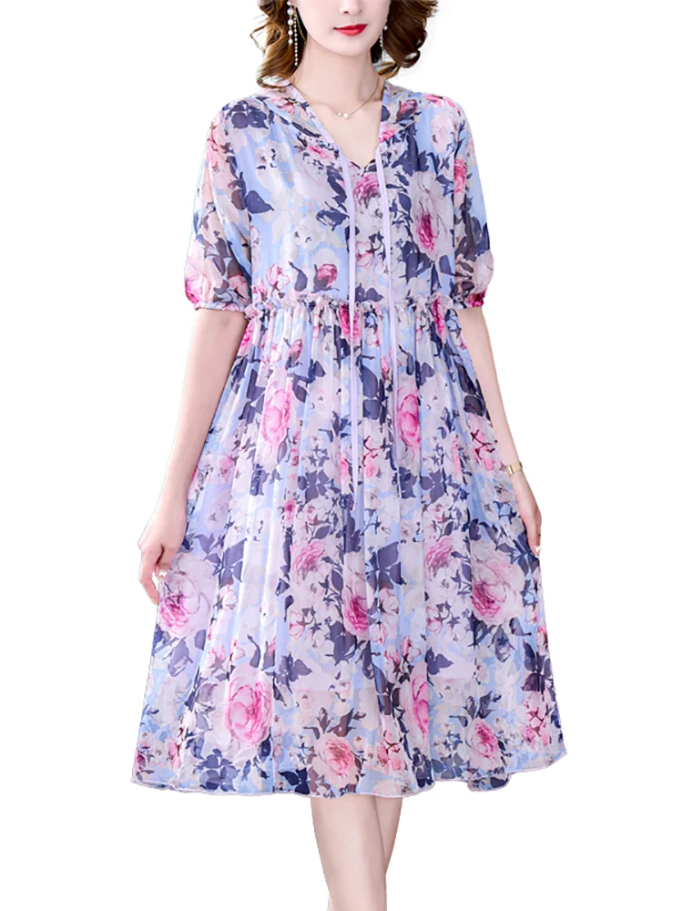 Robe mi-longue bohème pour femme, robe de soirée élégante et décontractée, robe de nuit chic, violet, taille slik adt, mode coréenne, été 2024