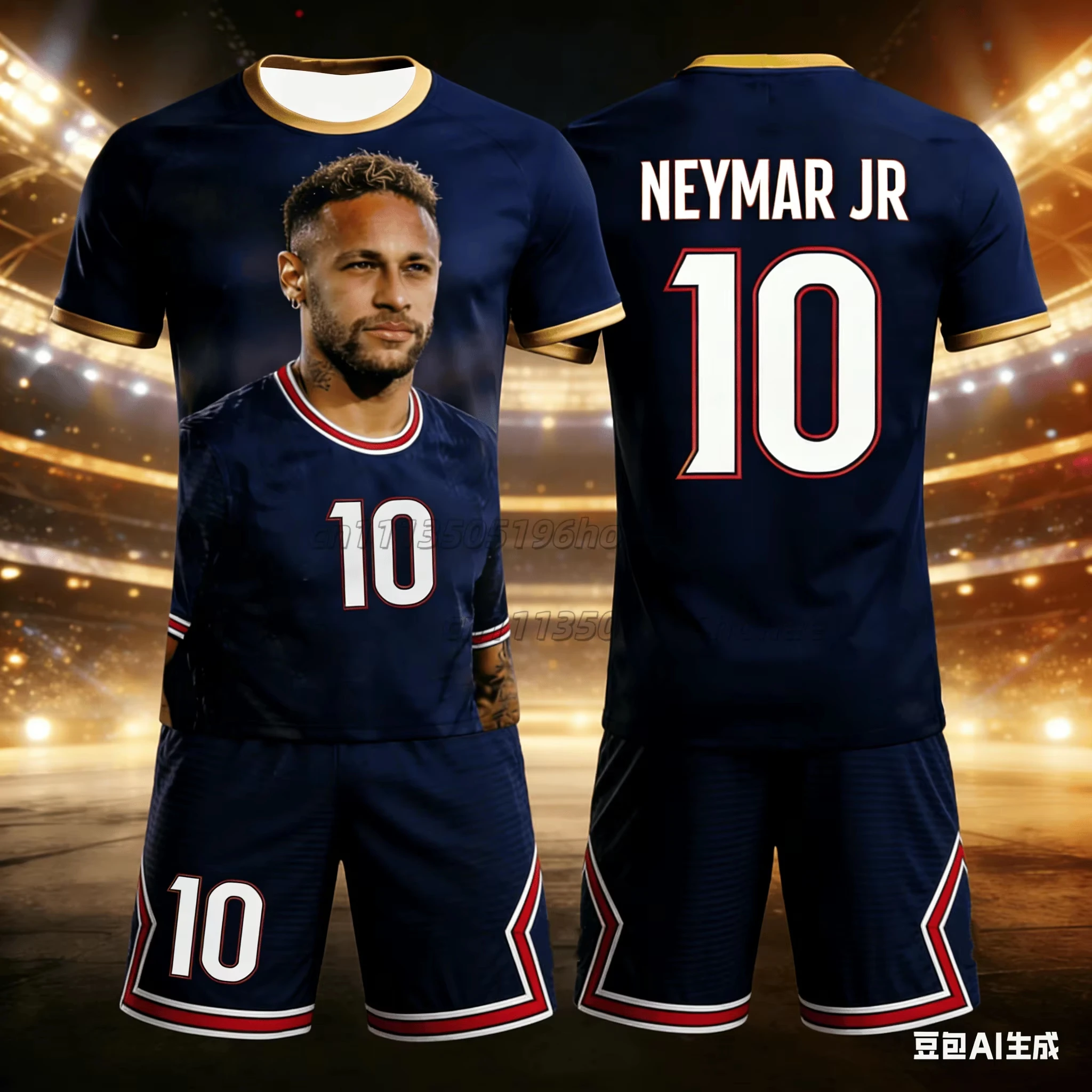 Nouveau style d'été #   Neymar N°10 #   Ensemble de sport décontracté pour hommes et femmes, t-shirt et short de football, coupe ample, séchage rapide, pour enfants