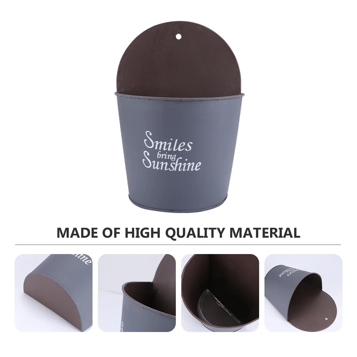 حاملات زهور جدارية نصف دائرية، مزارعي معلق من الحديد لتزيين الحديقة الداخلية والخارجية، أوعية جدارية رمادية، درابزين سطح السفينة