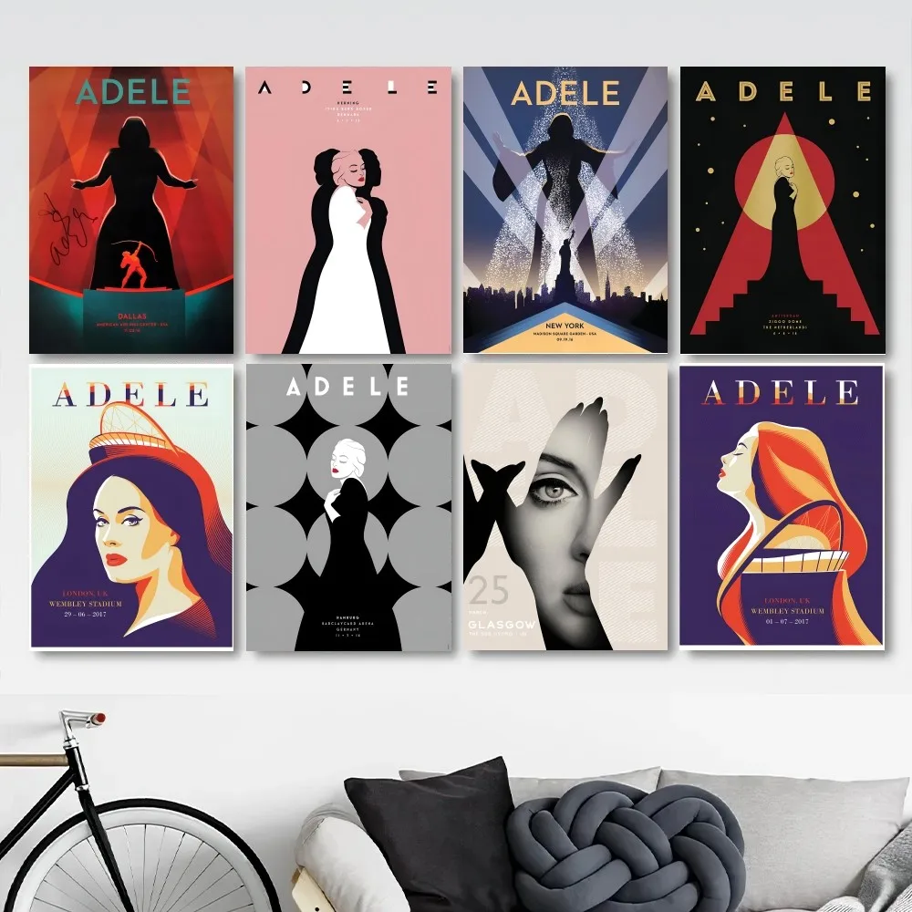 Singer Adele Poster Stickers Living Room Bedroom Entrance Cafe Wall Art Decoration Painting  Decor image 2