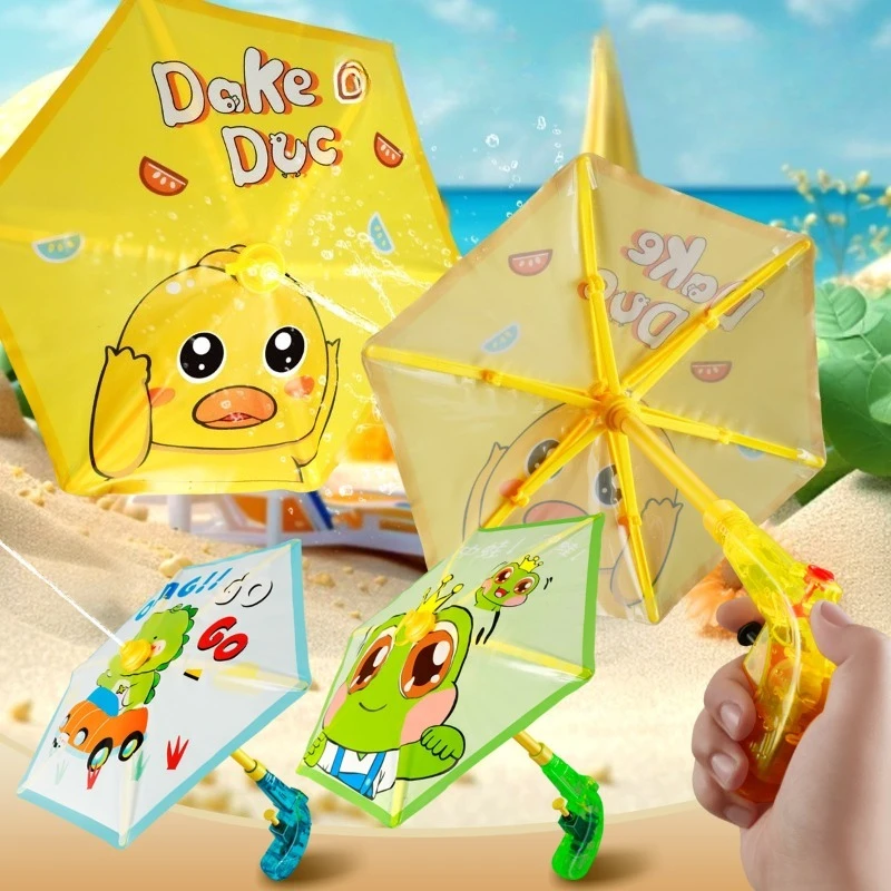 مسدس مائي بمظلة مع وظائف هجوم دفاع، لعبة معركة آمنة للأطفال في الهواء الطلق لحفلات الشاطئ وحفلات حمام السباحة الصيفية الكرتونية المائية #3