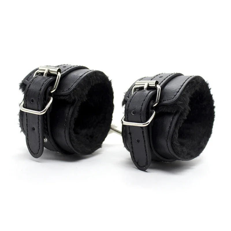 PU Leather Sexy Plush Handcuffs Women Ankle Cuff Bracelet Cosplay Fetish Sex Accessories Bdsm Adult Game Fetish Sexy Lingerie