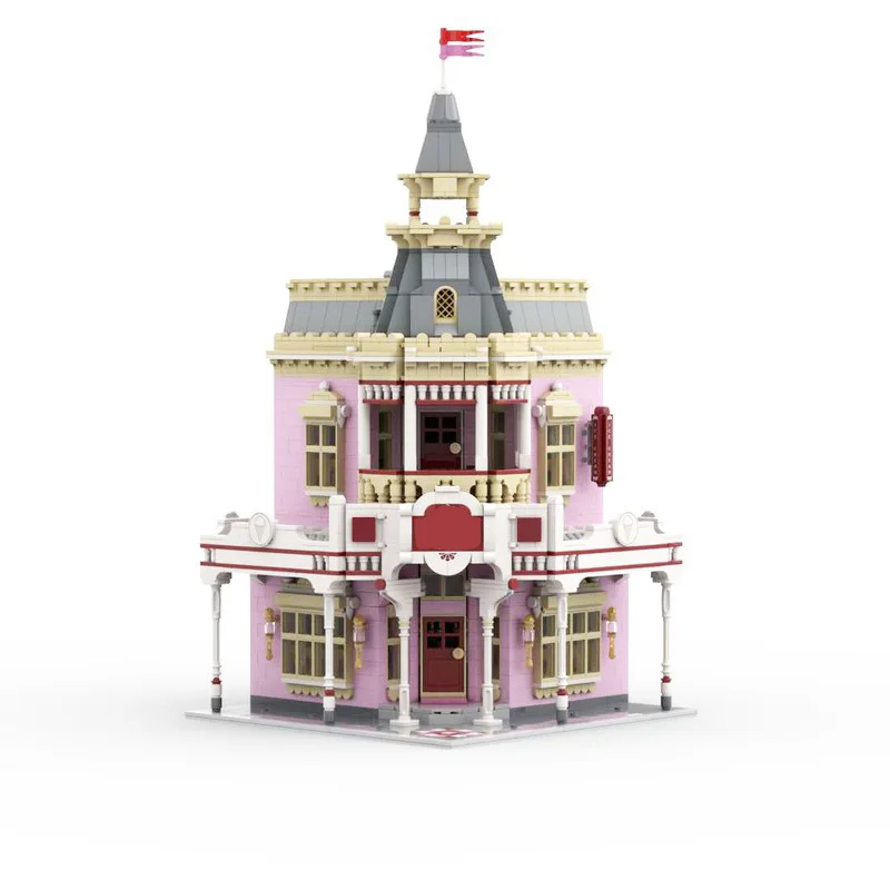 City Street View Model MOC Building Brick Corner Ice Cream Parlor Modular Technology Children Holiday Gifts Assemble Toys Suit