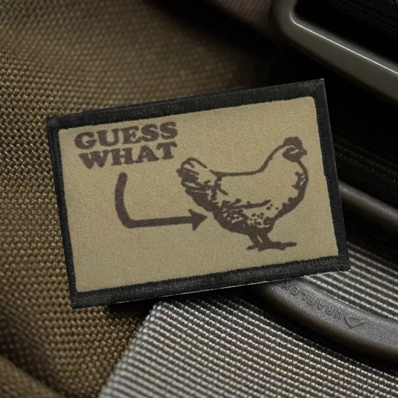 Funny Guess What Hen Printed Hook&Loop Patch on Clothes Military Badge Armband Tactical Backpack Stickers Combat Applique