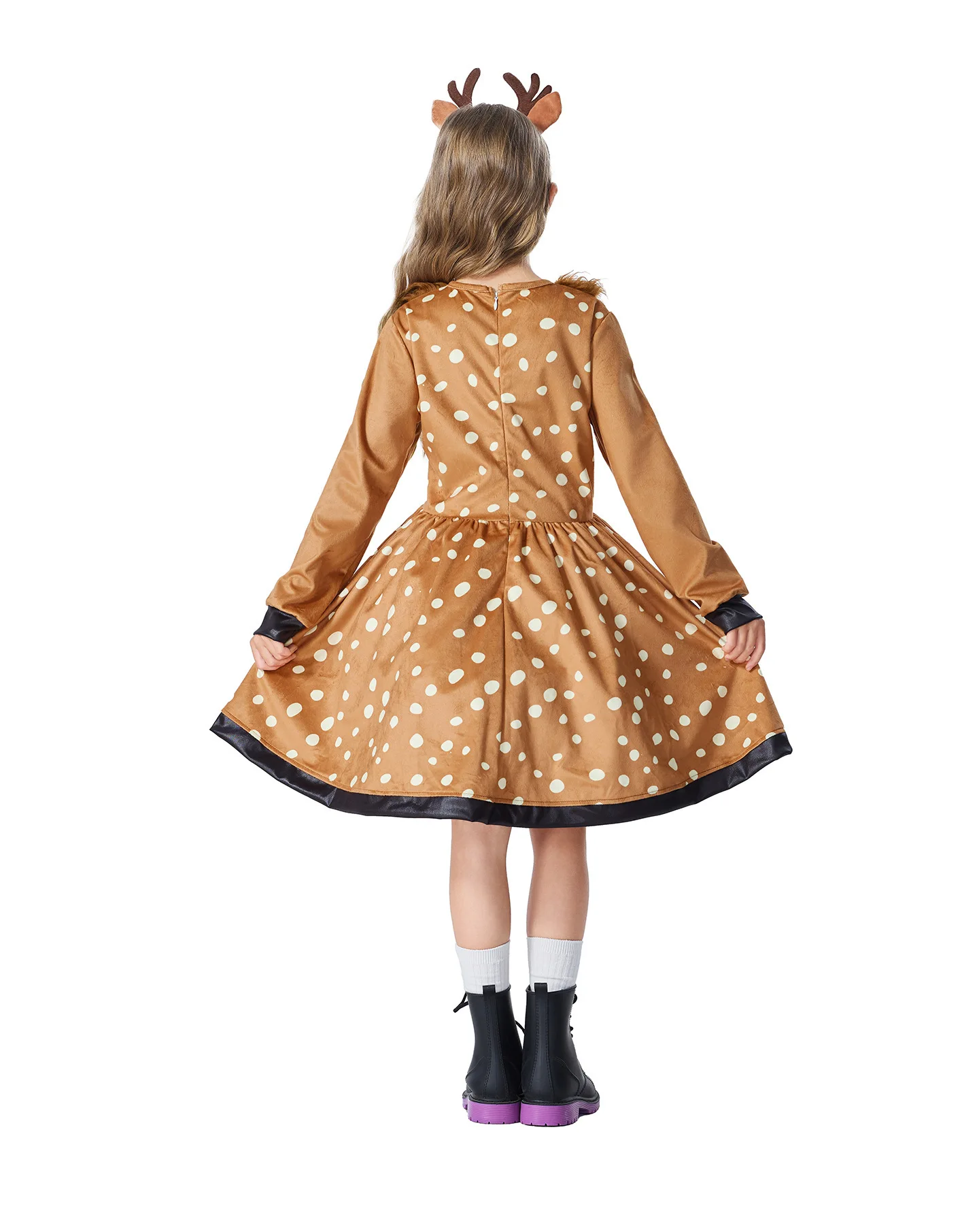 Wunderschönes Weihnachts-Rentier-Kostüm für Kinder, weiches, gepunktetes, ausgestelltes Festkleid, Weihnachts-Bühnenauftritt, Party, Tierkostüm – Detail 11
