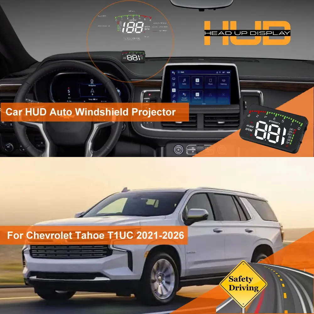 

Car HUD Head Up Display For Chevrolet Tahoe GMT900 2007-2014 K2UC 2015-2020 T1UC 2021-2026 Auto Windshield Projector Accessories