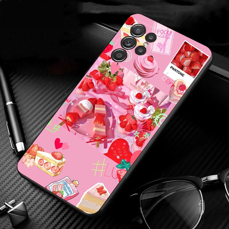 Kawaii Strawberry Phone Case For Samsung S24 S23 S22 S21 S20 Ultra S20 S22 S21 S10E S20 FE S24 Plus