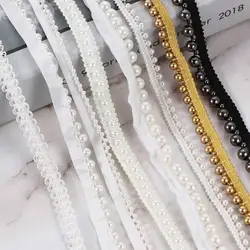 Yard Beaded Craft for Wedding Dress Decor Bridal Applique Headdress Lace Trim Garment Materials Ribbon Tape Sewing Accessories