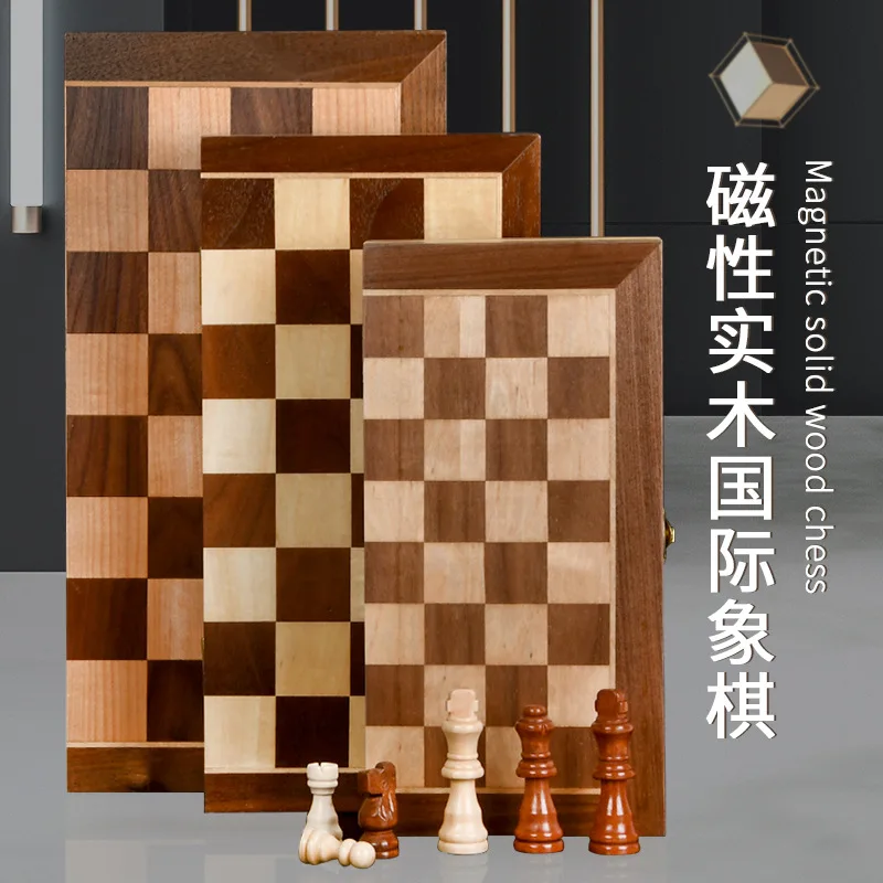 

Wooden Round Corner 2-in-1 Folding Chess Magnetic Chess High Quality Competitive Educational Toy