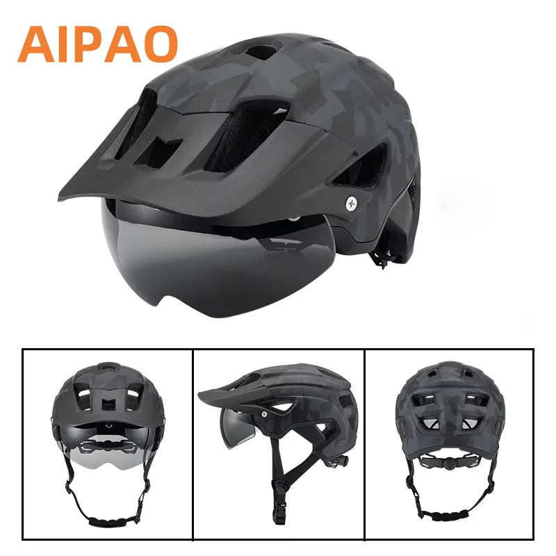 AIPAO bicycle helmet mountain bike helmet off-road downhill ultra light safety helmet men's bicycle adjustable riding equipment