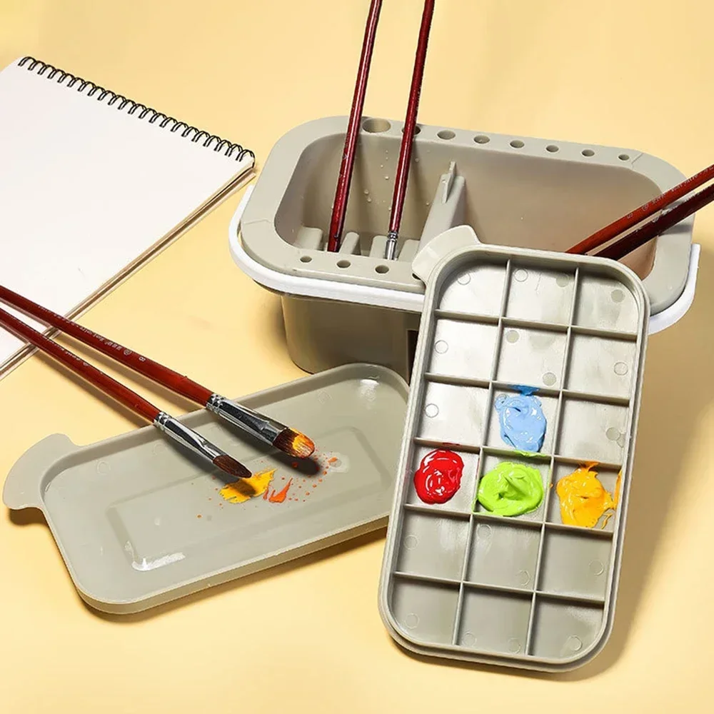 Multifunctional Brush Washing Barrel With Palette Barrel Artistic Brush Barrel Paint Watercolor Oil Acrylic Paint Art Supplies