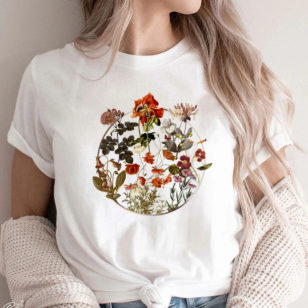 Comfort Colors Vintage Flower Lower Retro Floral Tees Botanical Gift for Gardener Women's T-Shirt Tee Trendy Clothes Female Tops